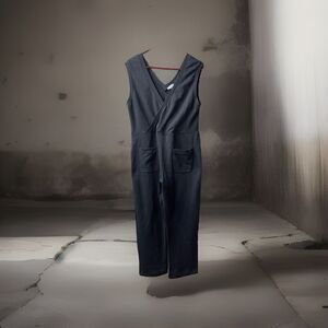 Mayoral Sleeveless Jumpsuit Plus Size 16 Gray V Neck Straight Leg Pockets Jersey